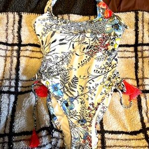 Vince Camino one piece stunning high waisted tie up swimsuit